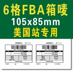 美國(guó)站6格105*85mm亞馬遜FBA物流倉(cāng)存轉(zhuǎn)運(yùn)條碼標(biāo)簽